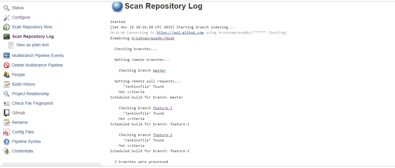 Scan repository log